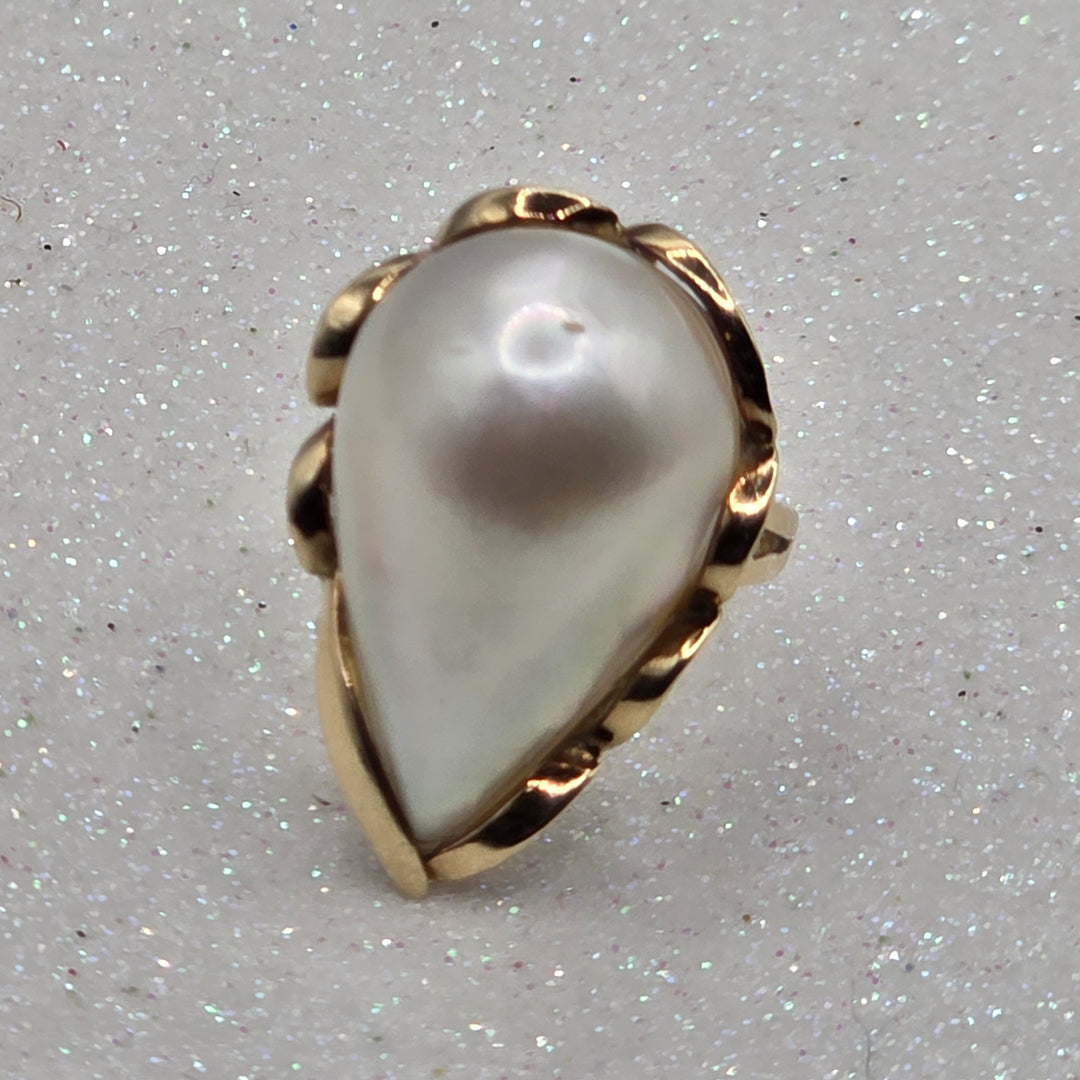 Gold & Large Mabe Pearl Ring