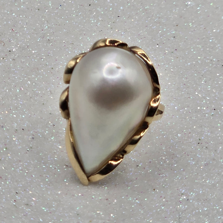 Gold & Large Mabe Pearl Ring