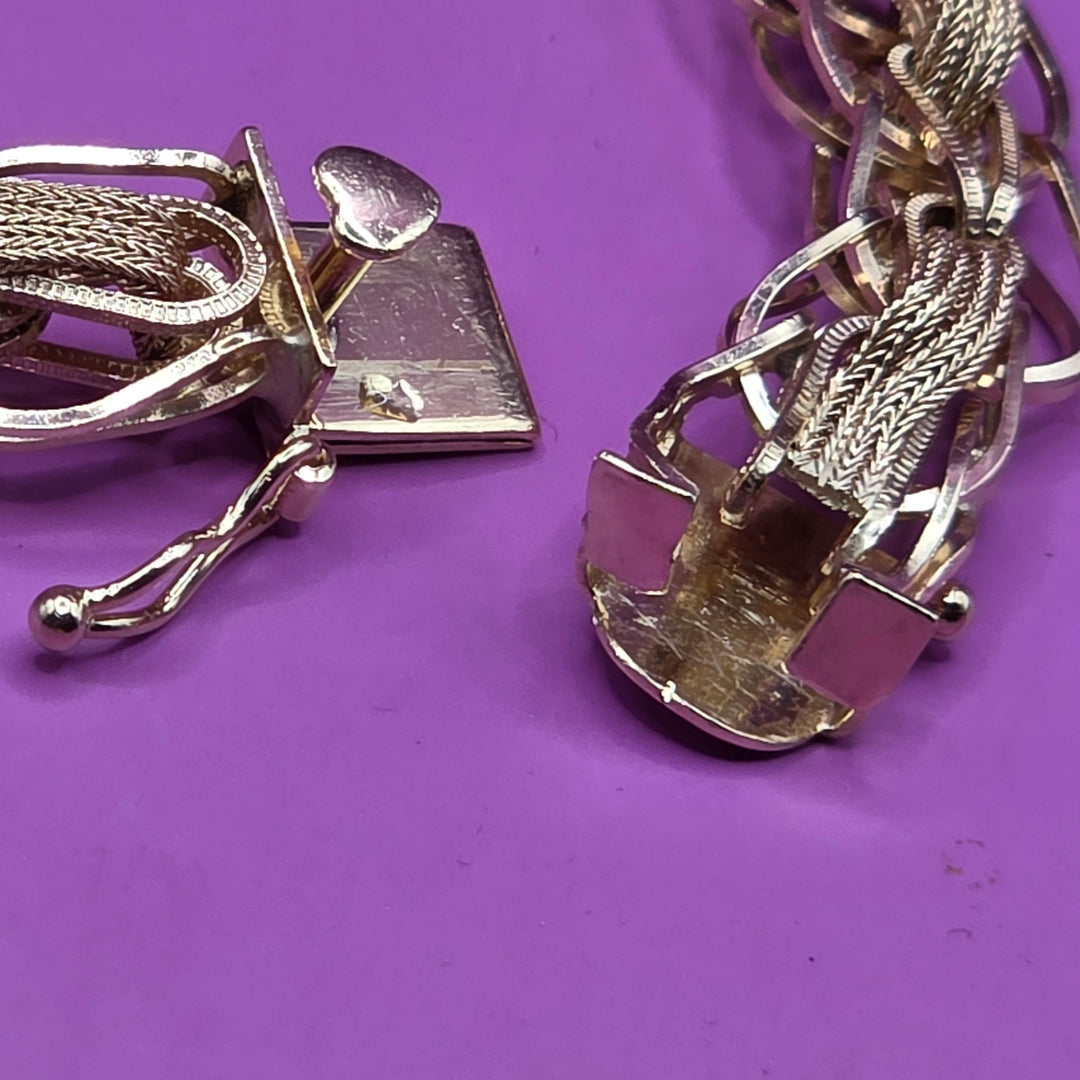 Gold Mid-Century Modern Figaro & Woven Strip Bracelet