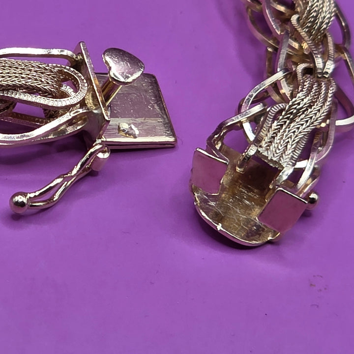 Gold Mid-Century Modern Figaro & Woven Strip Bracelet