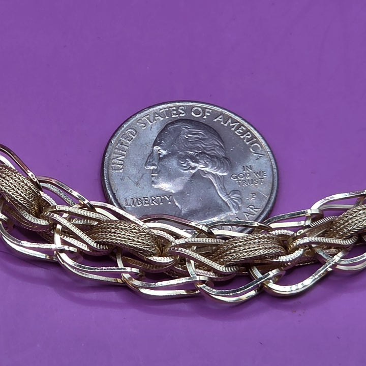 Gold Mid-Century Modern Figaro & Woven Strip Bracelet