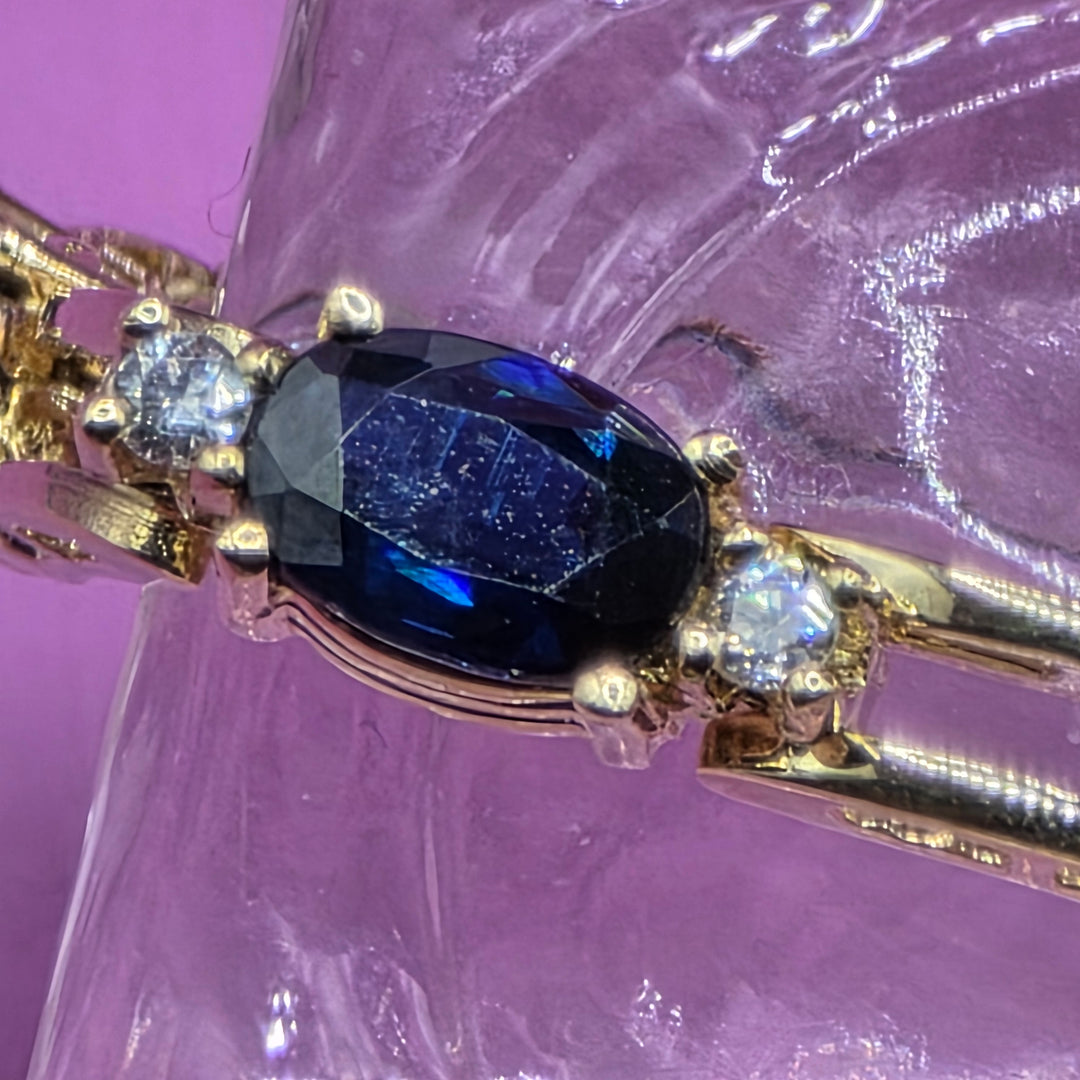 Gold, Diamond & Sapphire Section Link Bracelet