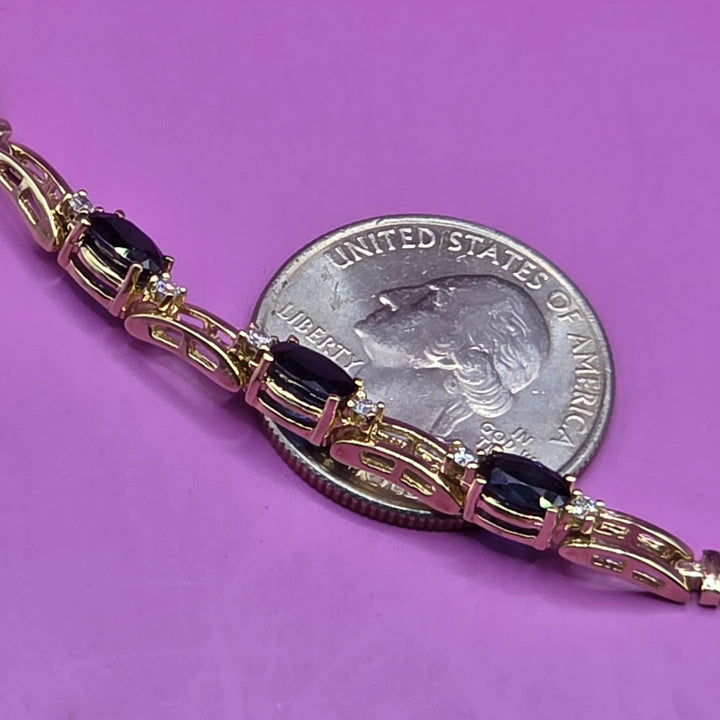 Gold, Diamond & Sapphire Section Link Bracelet