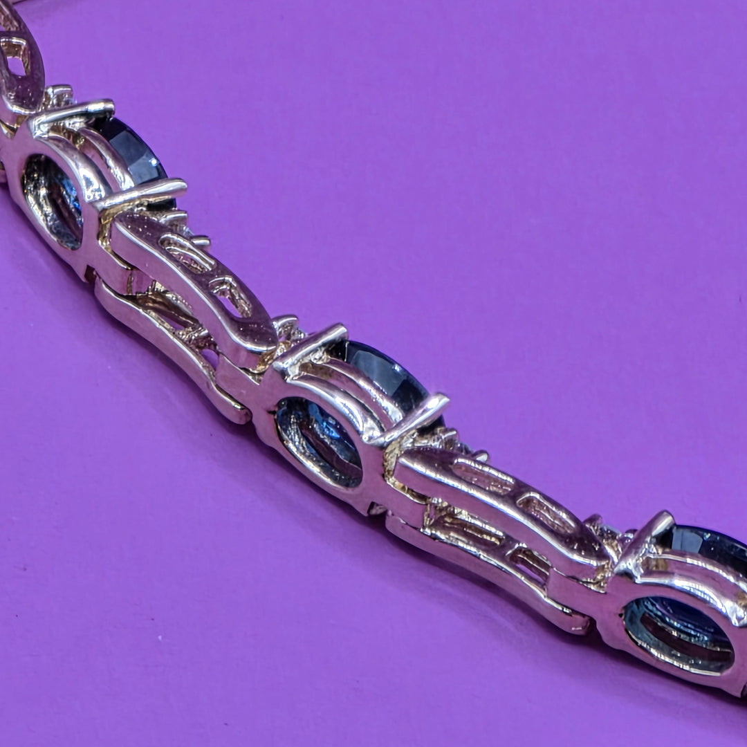 Gold, Diamond & Sapphire Section Link Bracelet