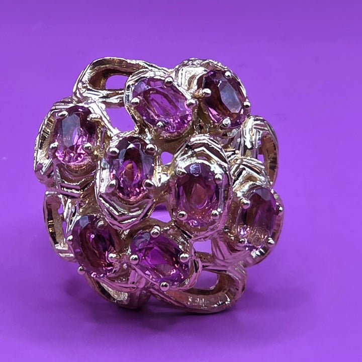 Chunky Gold & Rhodolite Garnet Statement Ring