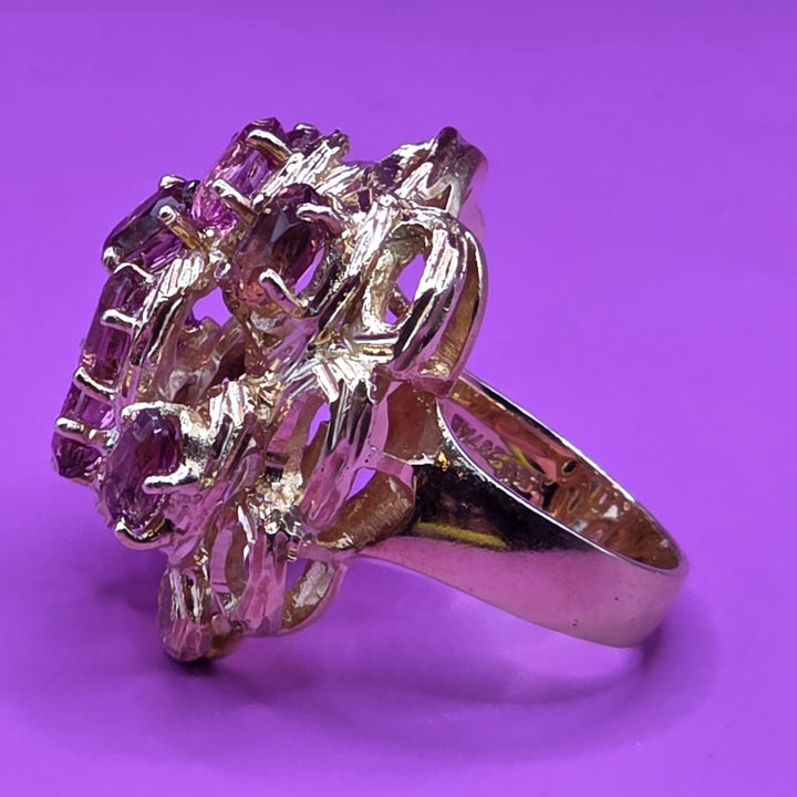 Chunky Gold & Rhodolite Garnet Statement Ring