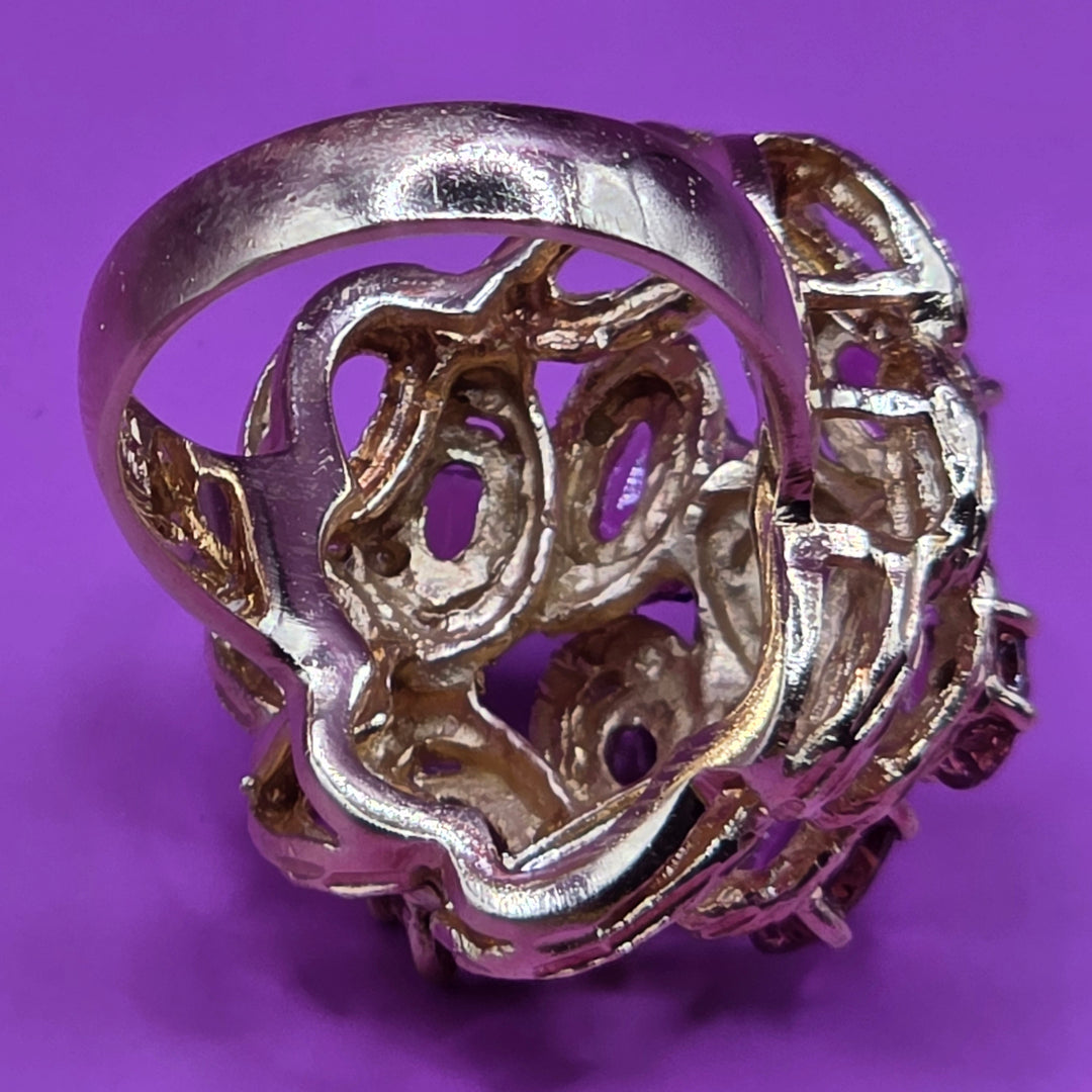 Chunky Gold & Rhodolite Garnet Statement Ring