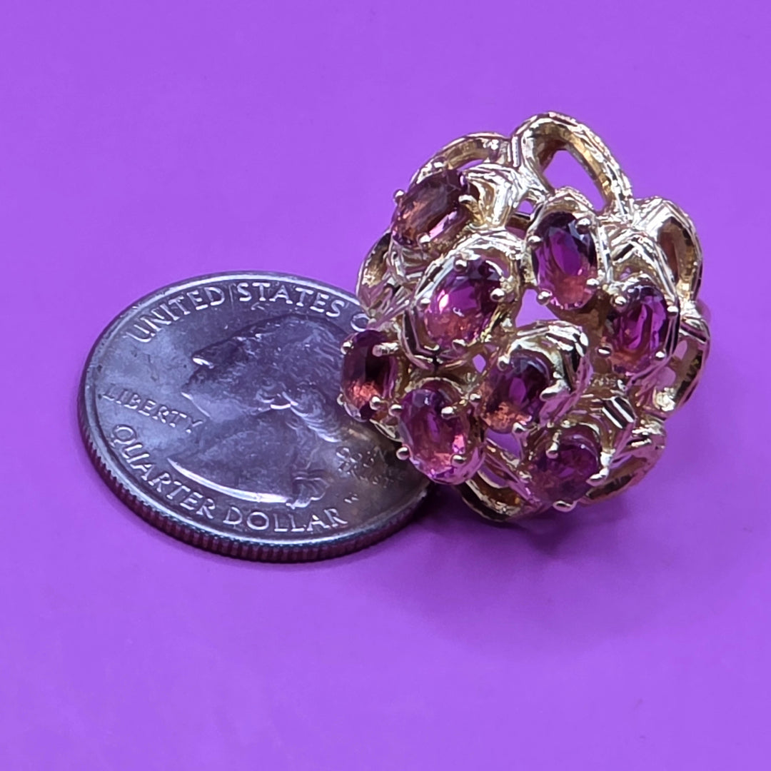 Chunky Gold & Rhodolite Garnet Statement Ring