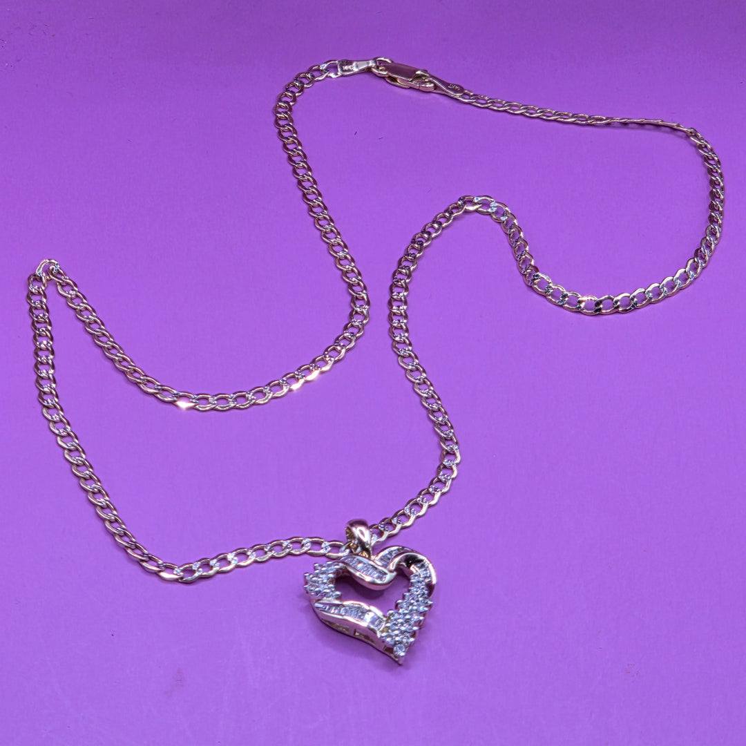 Gold & Diamond Asymmetrical Heart Necklace