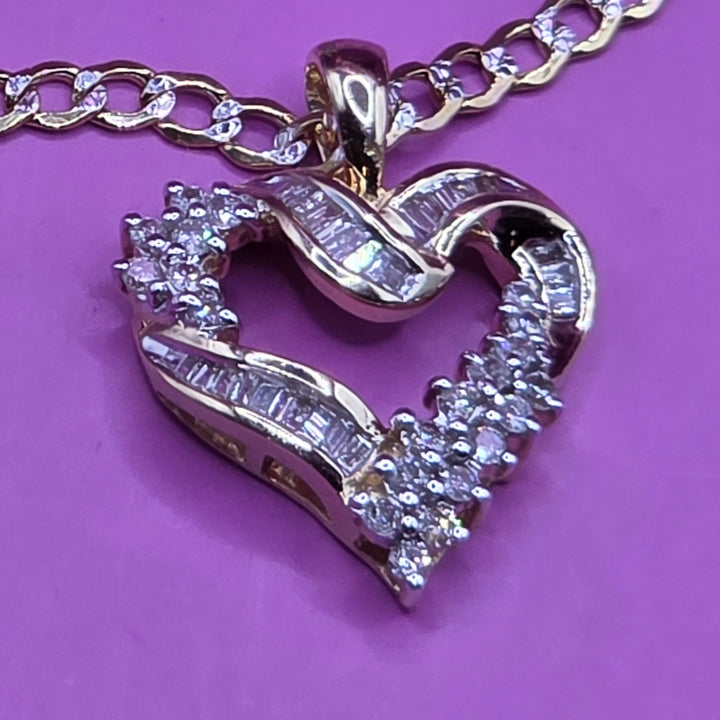 Gold & Diamond Asymmetrical Heart Necklace