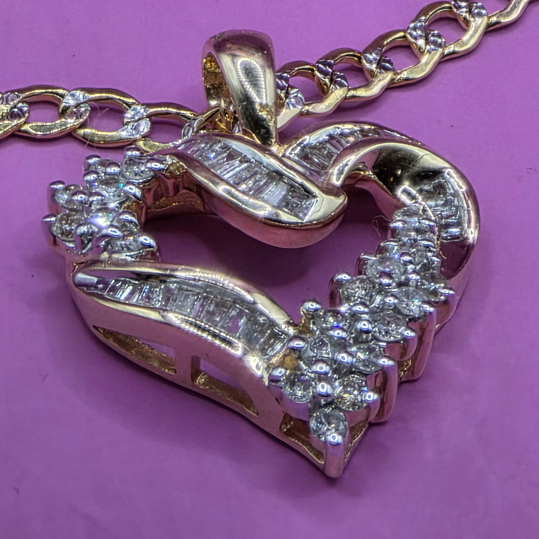 Gold & Diamond Asymmetrical Heart Necklace