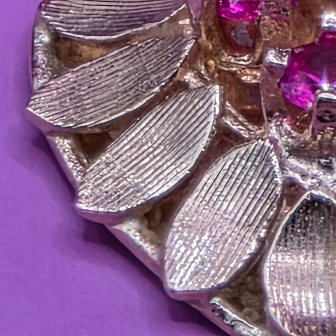 Gold & Ruby Floral Heart Necklace