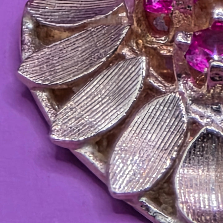 Gold & Ruby Floral Heart Necklace