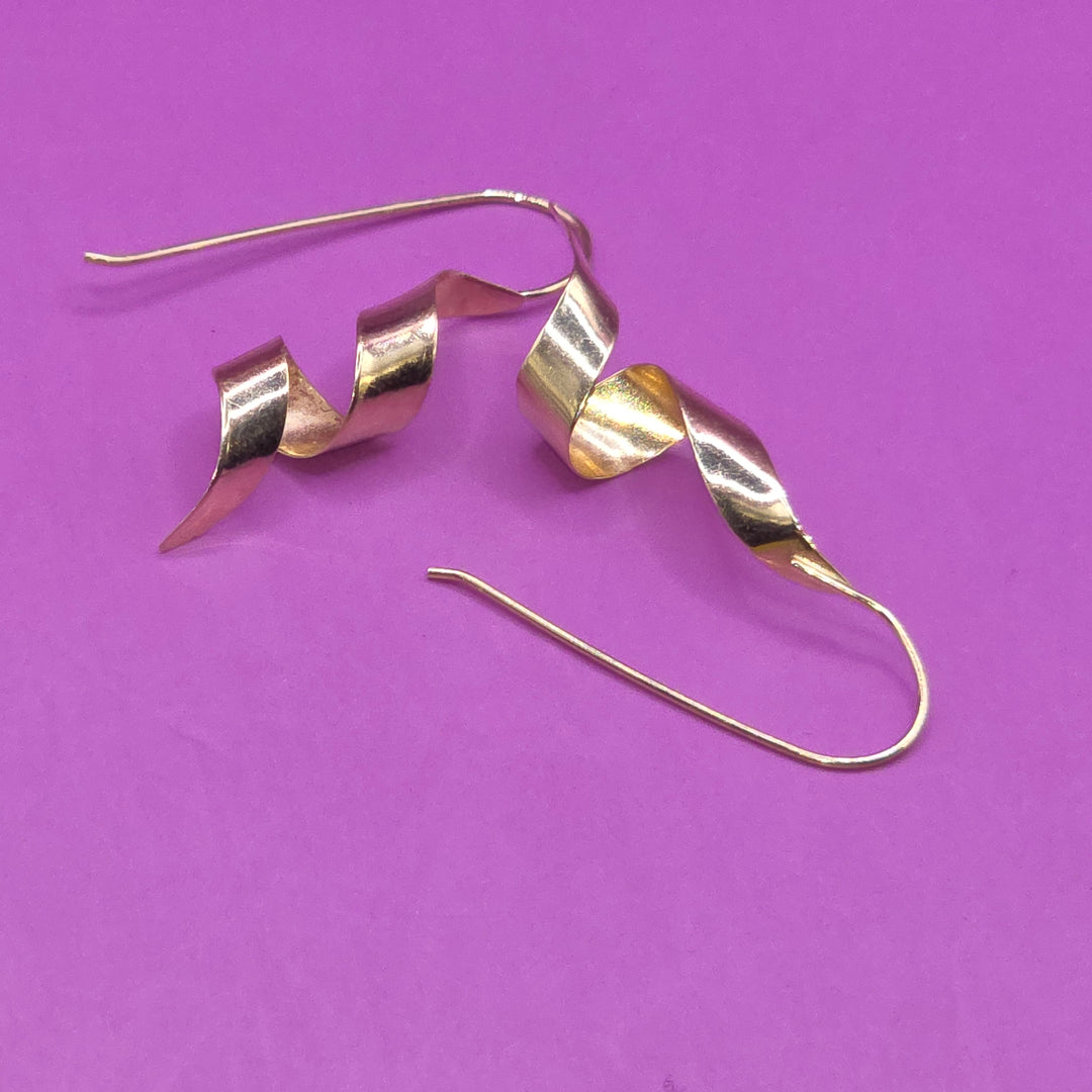 Gold Twisted Swirl Dangle Earrings
