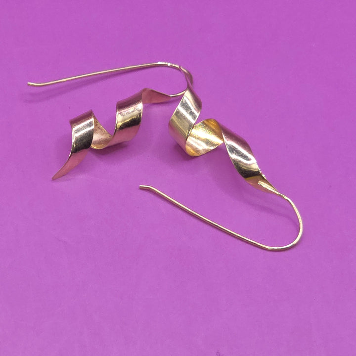 Gold Twisted Swirl Dangle Earrings