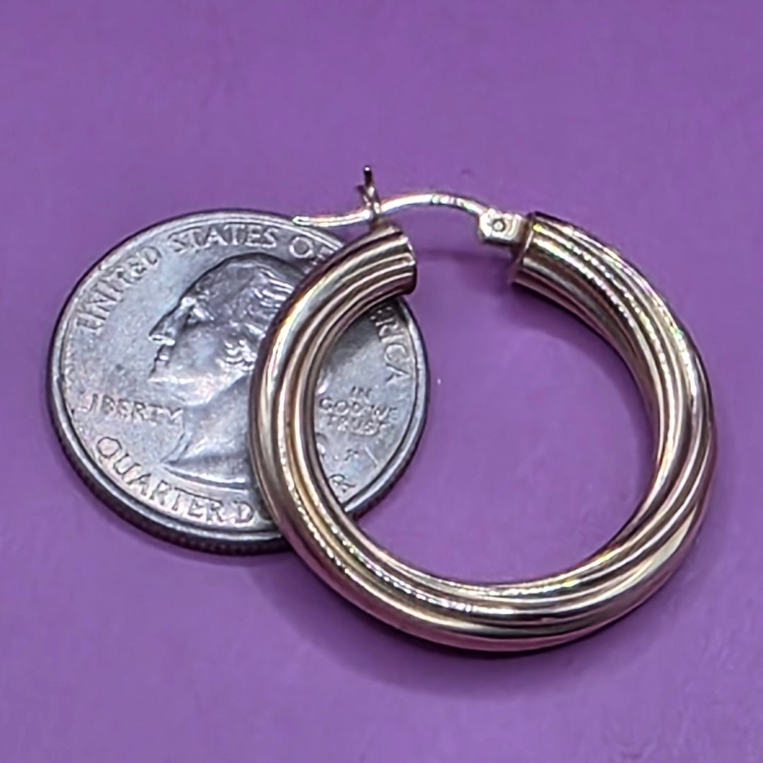 14k Gold Twisted Hoop Earrings