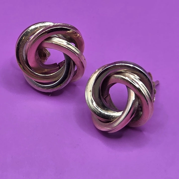 Gold Love Knot Stud Earrings