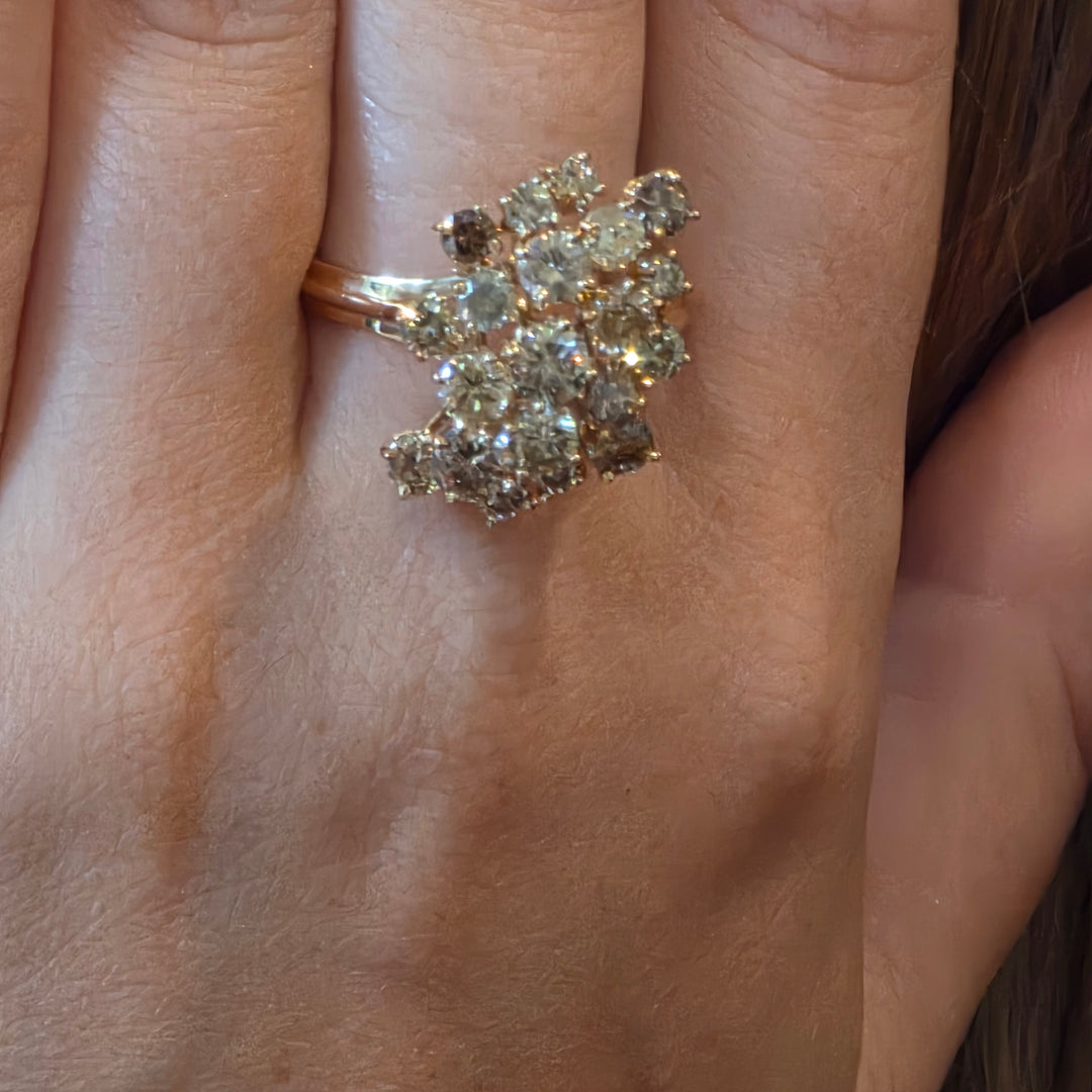 Gold & Diamond Cluster Statement Ring