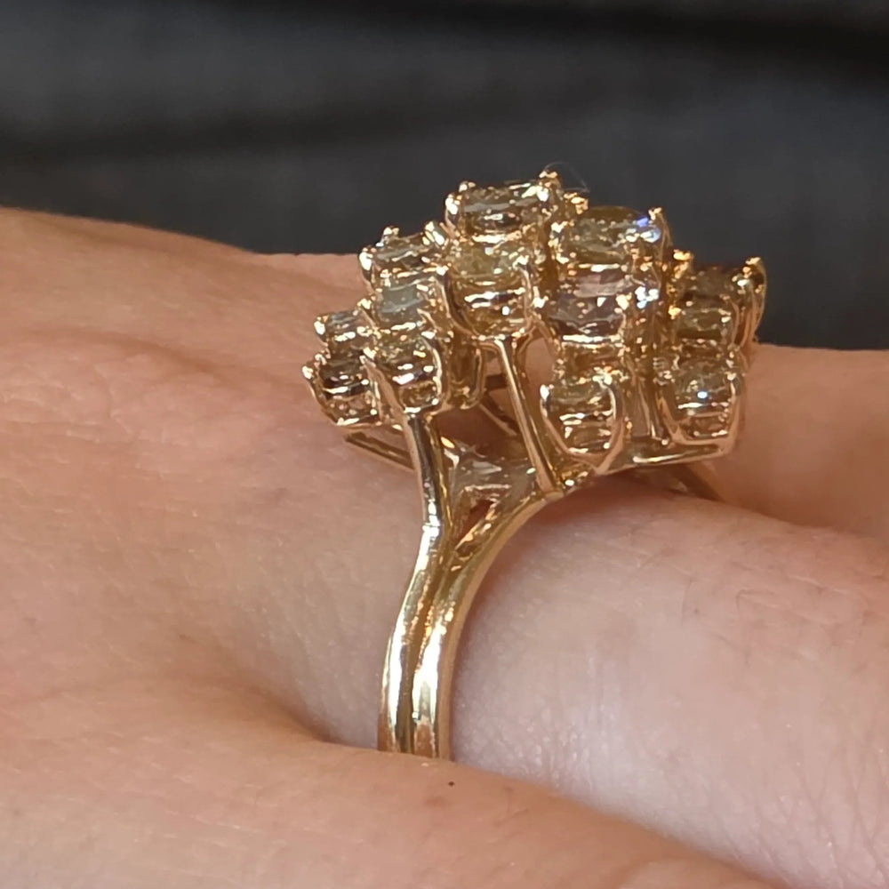 Gold & Diamond Cluster Statement Ring - Estate Jewelry Priced Right