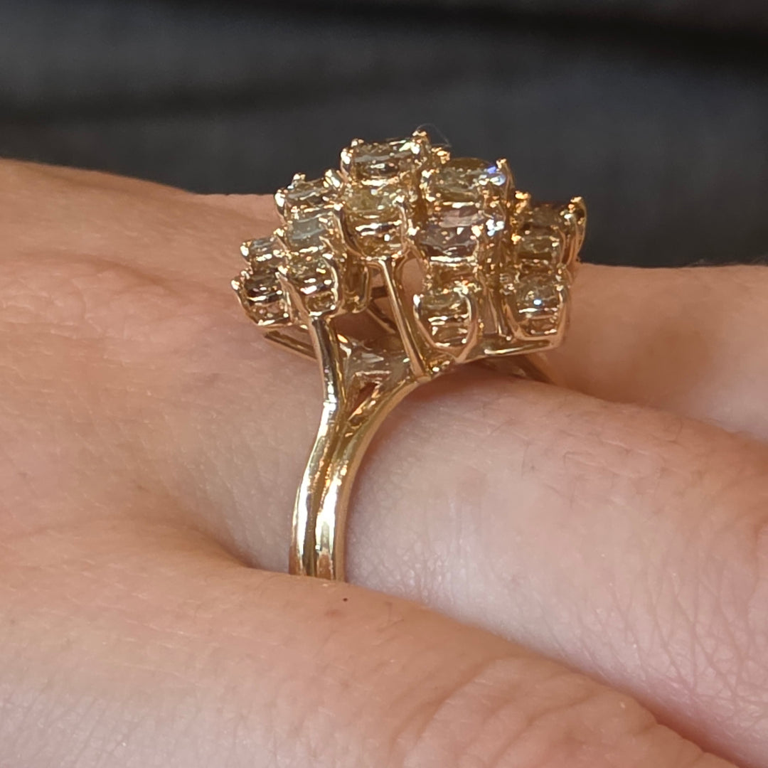 Gold & Diamond Cluster Statement Ring