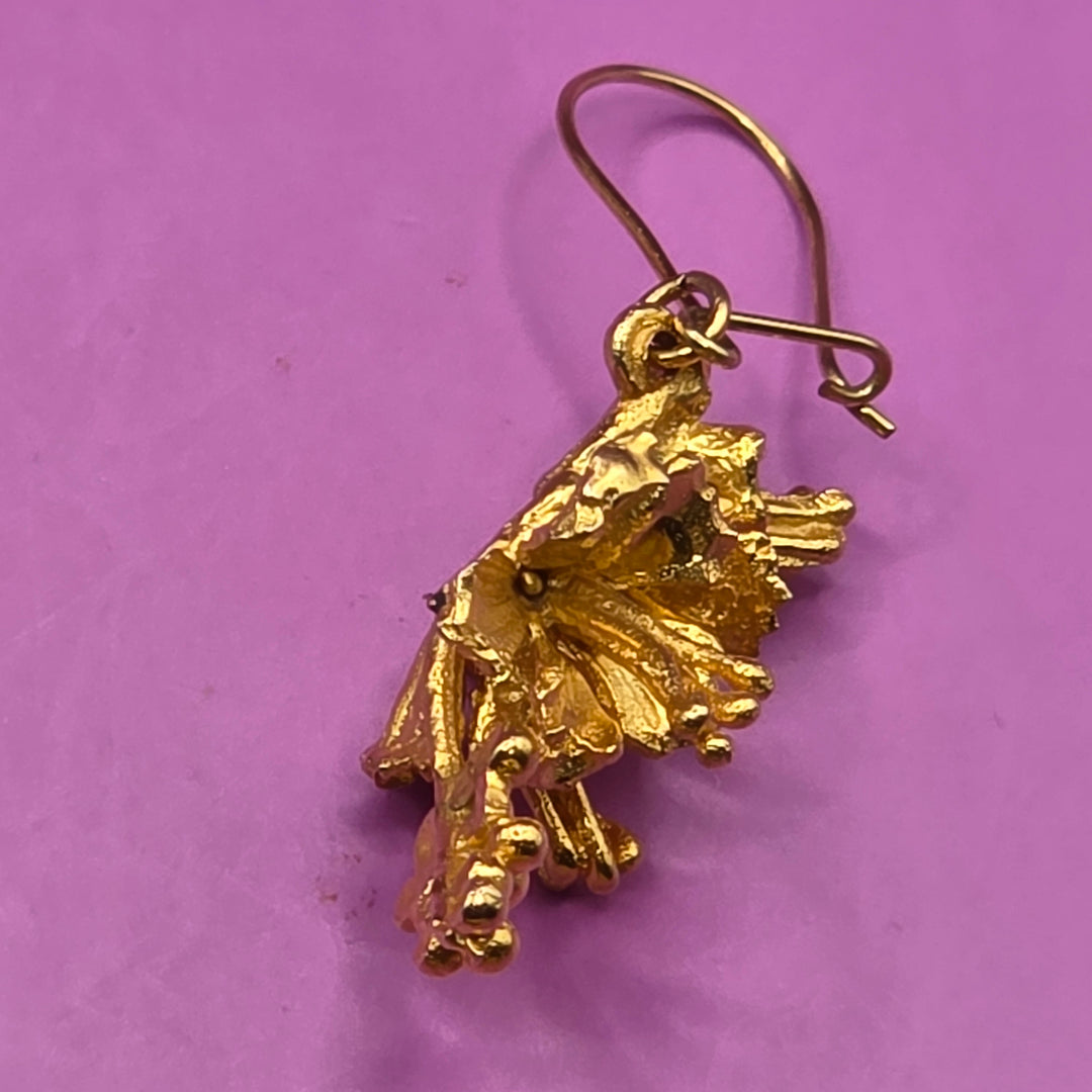 Gold Lilly and Berry Dangle Earrings