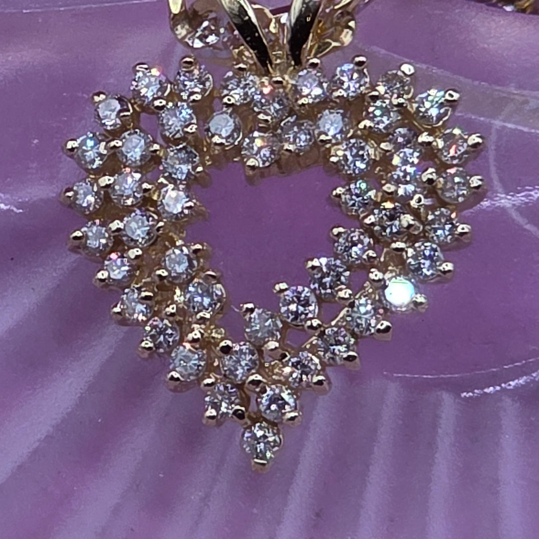 Gold & Diamond Encrusted Symmetrical Heart Necklace