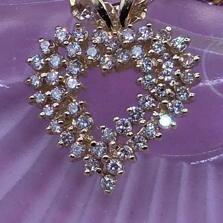 Gold & Diamond Encrusted Symmetrical Heart Necklace