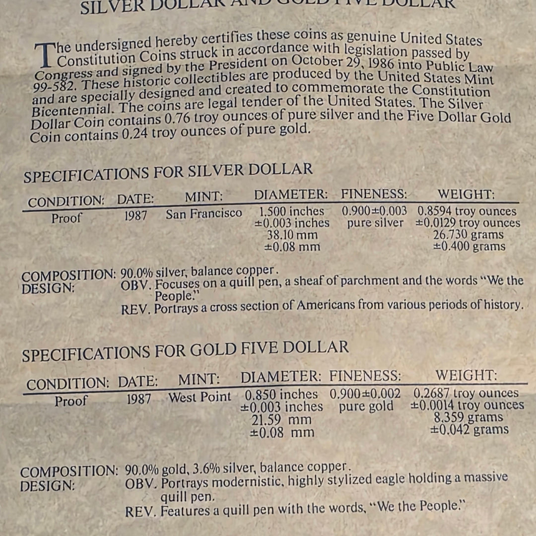2 Constitution Coin Set - Gold and Silver Bullion
