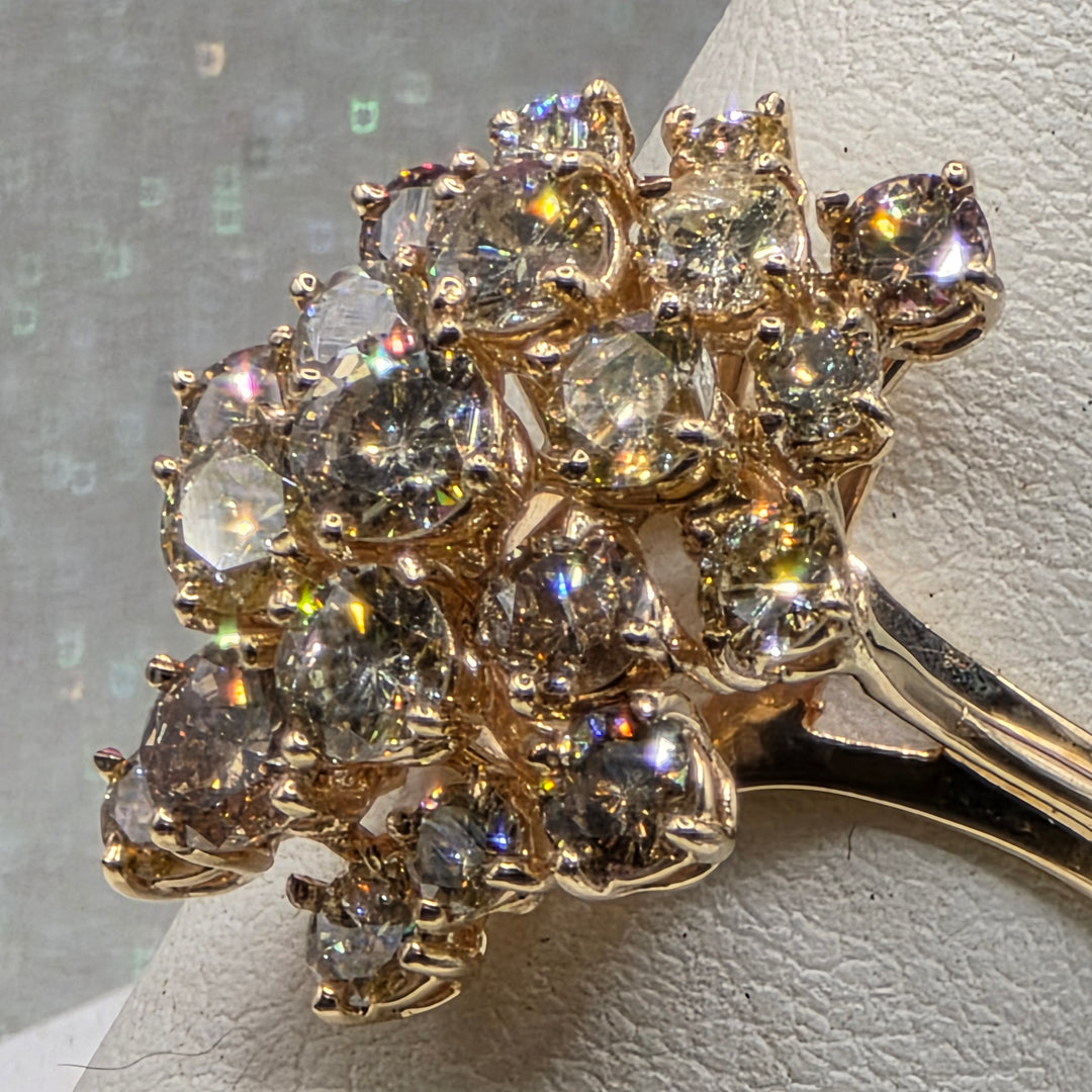 Gold & Diamond Cluster Statement Ring