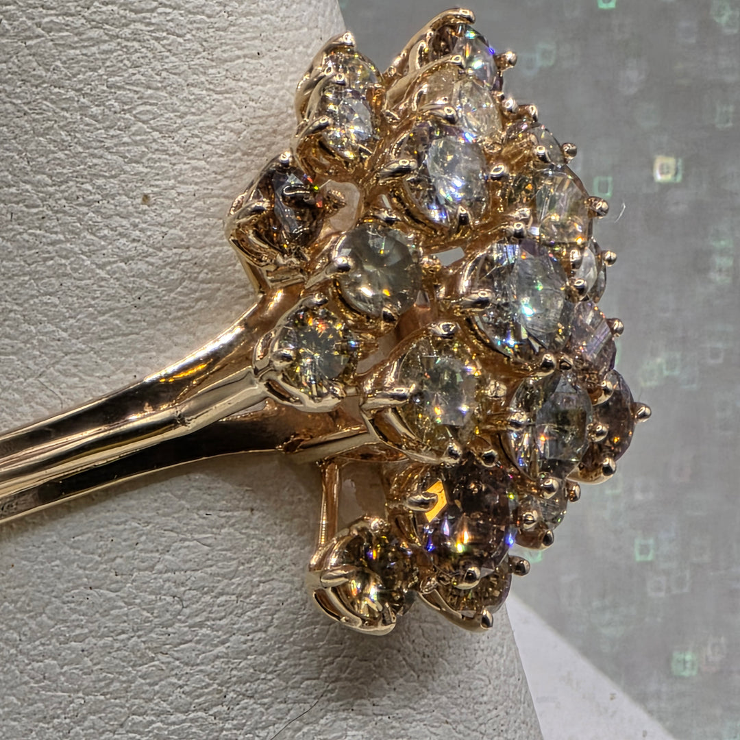 Gold & Diamond Cluster Statement Ring
