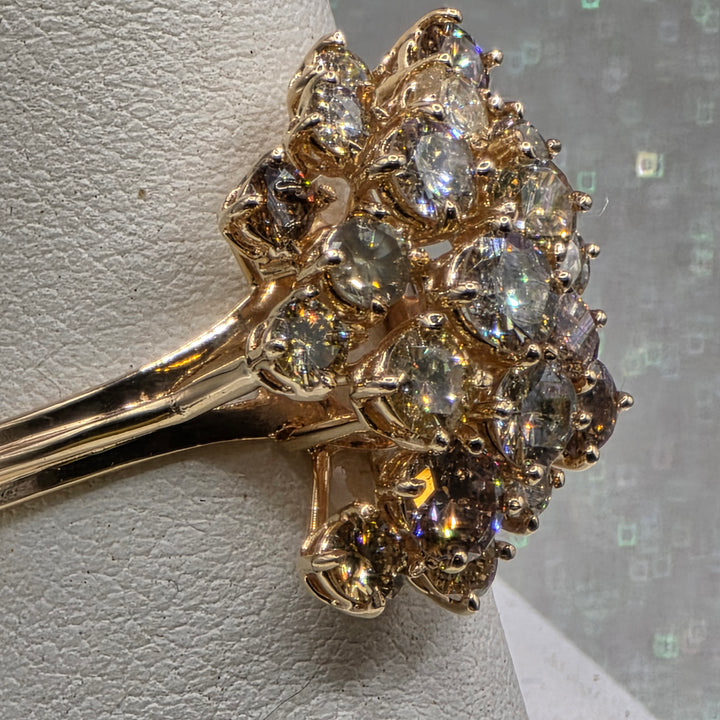 Gold & Diamond Cluster Statement Ring