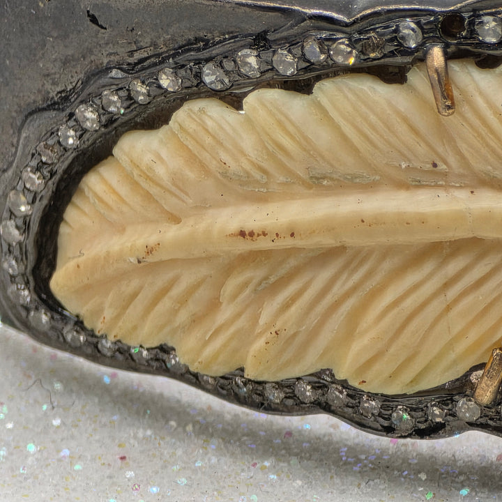 Oxidized Sterling Silver & Natural Material Bangle Bracelet