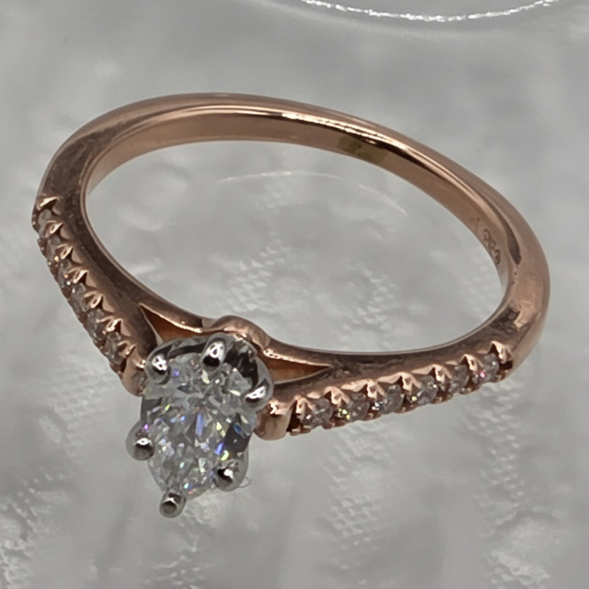 Rose Gold & Accented Solitaire Diamond Ring - Estate Jewelry Priced Right