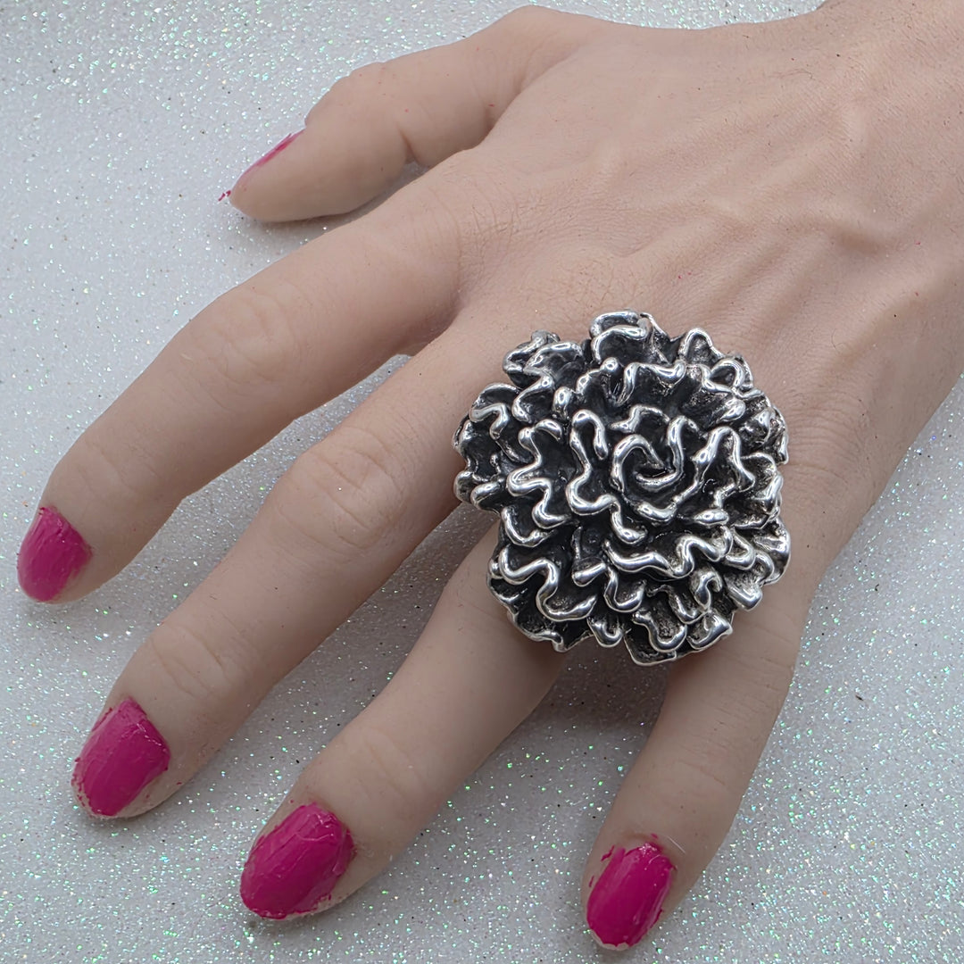 Huge Sterling Silver Mum Statement Ring