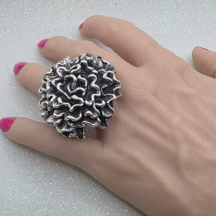 Huge Sterling Silver Mum Statement Ring