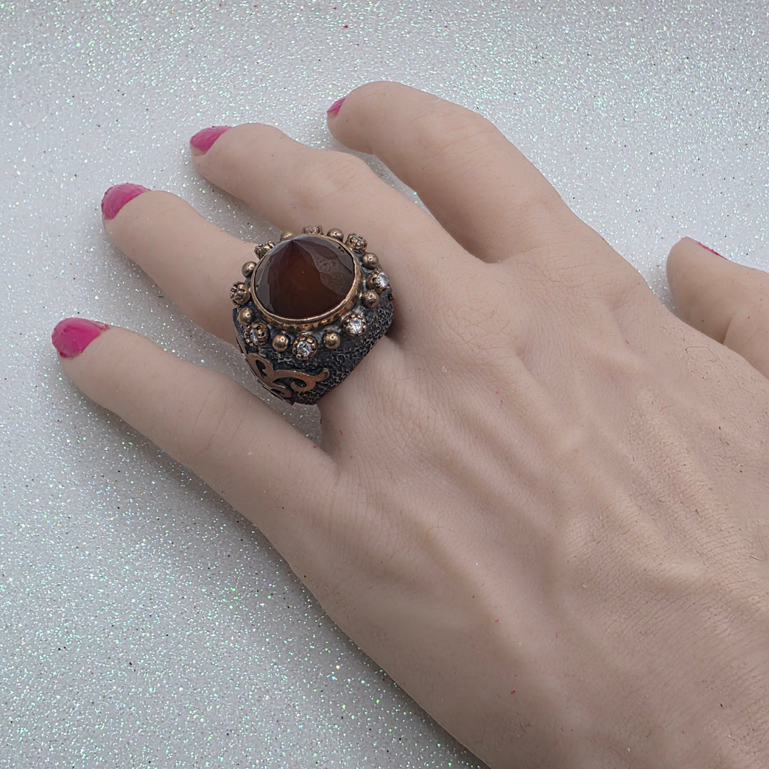 Mixed Material Sterling Silver & Brass Chunky Ring