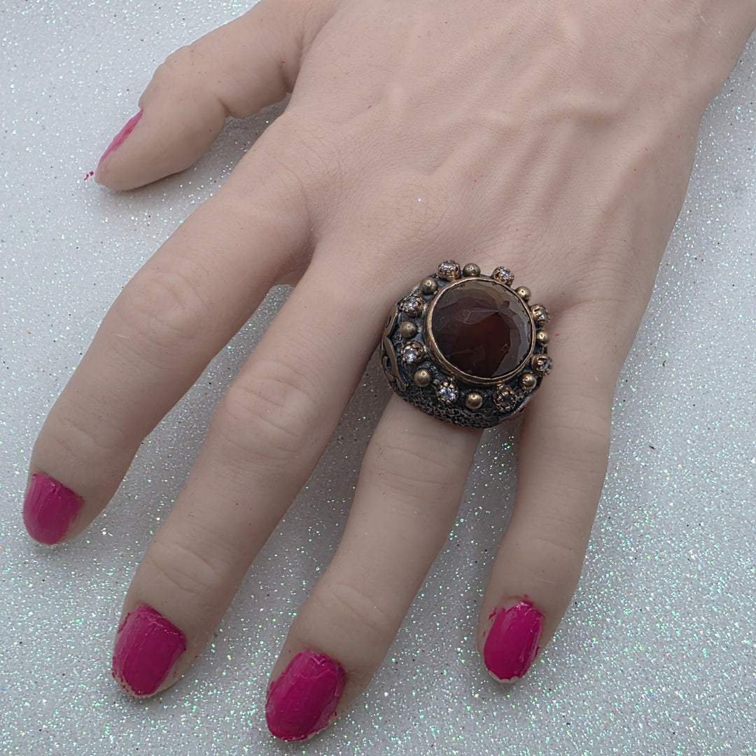 Mixed Material Sterling Silver & Brass Chunky Ring