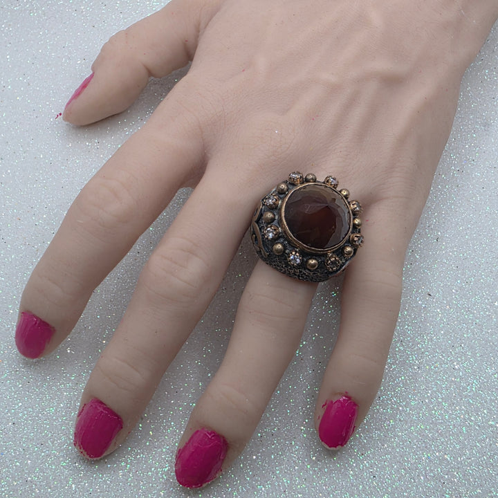 Mixed Material Sterling Silver & Brass Chunky Ring