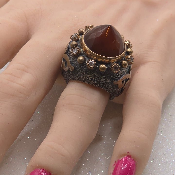 Mixed Material Sterling Silver & Brass Chunky Ring