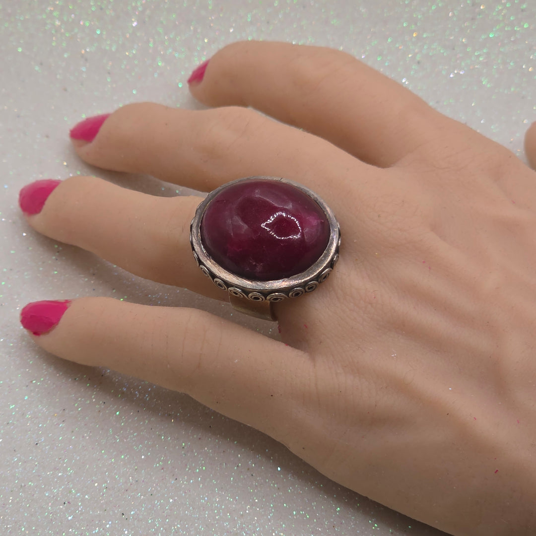 Navajo Inspired Star Ruby Sterling Silver Ring