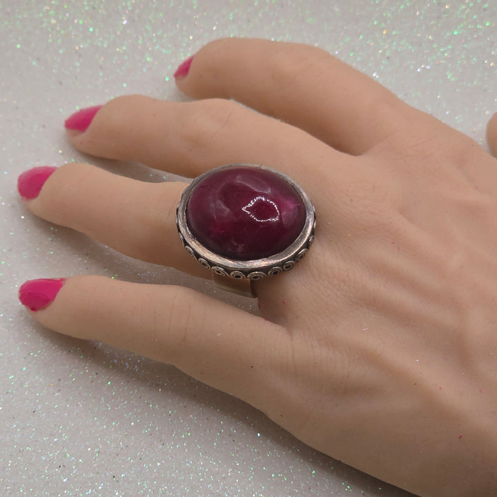 Navajo Inspired Star Ruby Sterling Silver Ring