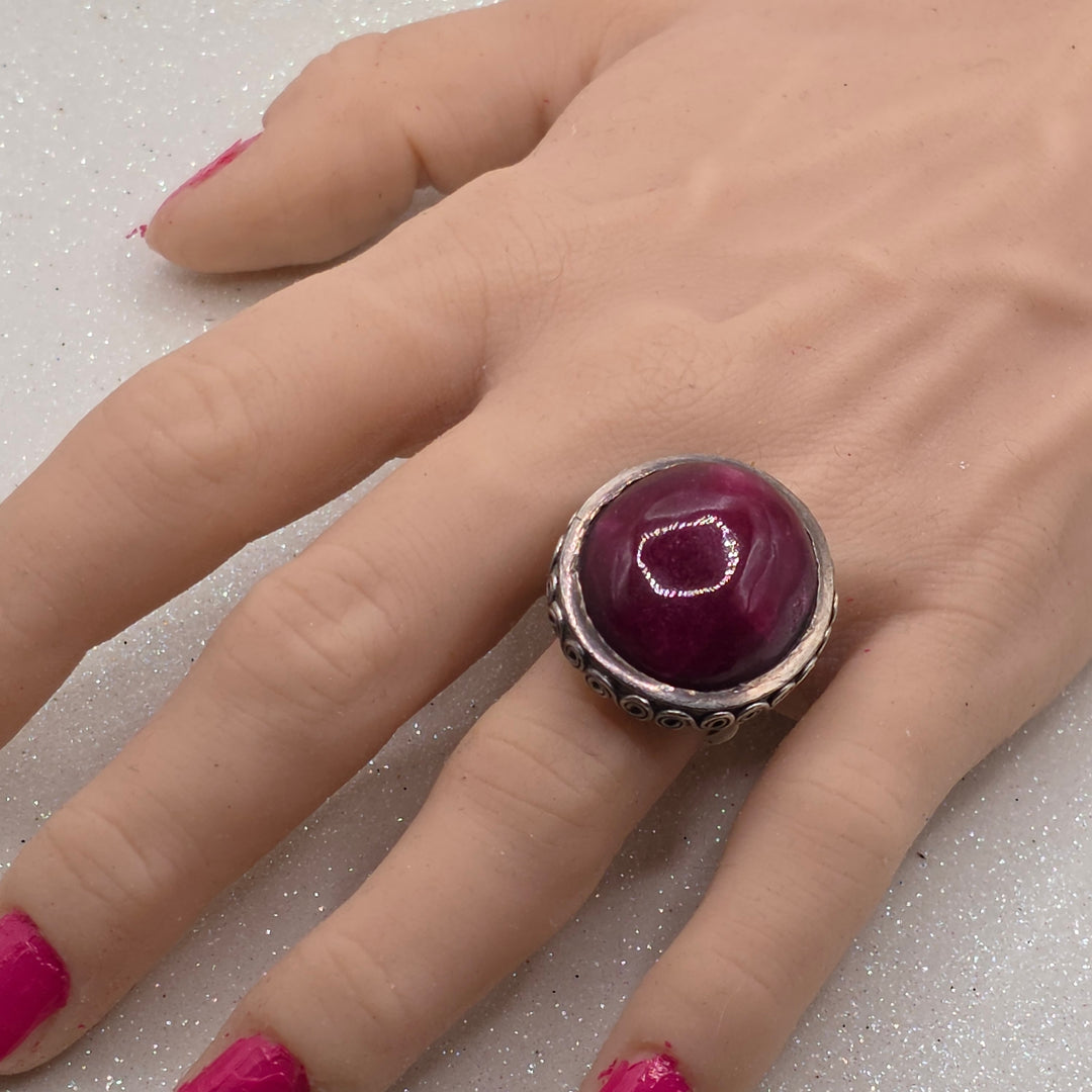 Navajo Inspired Star Ruby Sterling Silver Ring