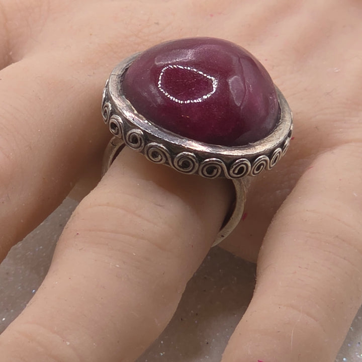 Navajo Inspired Star Ruby Sterling Silver Ring