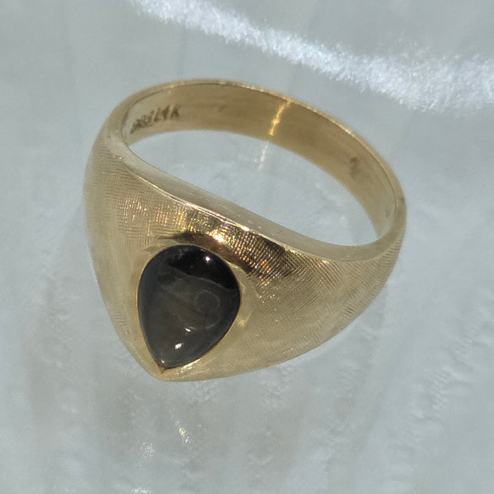 Gold Teardrop Tiger Eye Spirit Ring