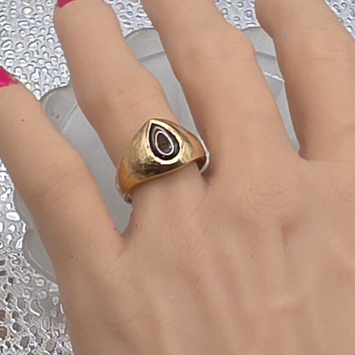 Gold Teardrop Tiger Eye Spirit Ring