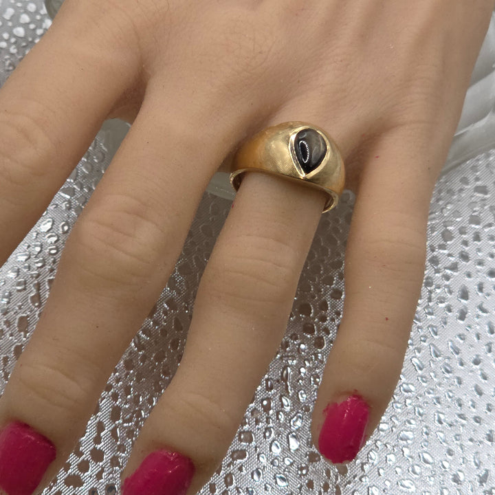 Gold Teardrop Tiger Eye Spirit Ring
