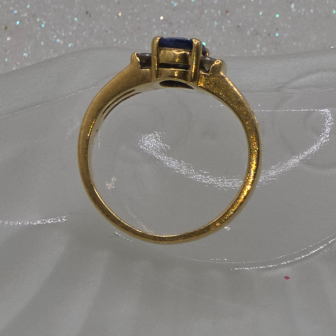 Gold Solitaire Sapphire and Diamond Ring