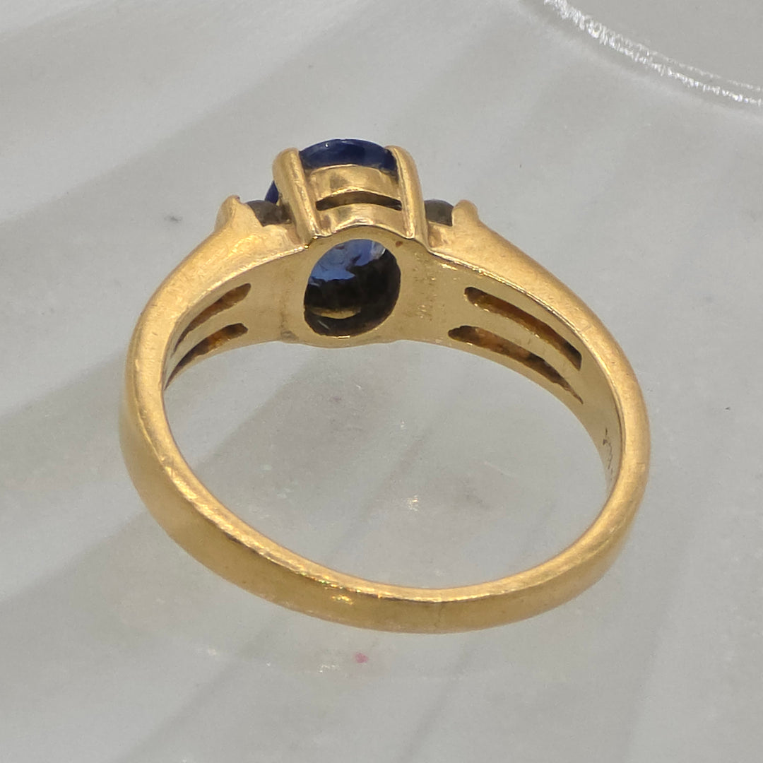 Gold Solitaire Sapphire and Diamond Ring