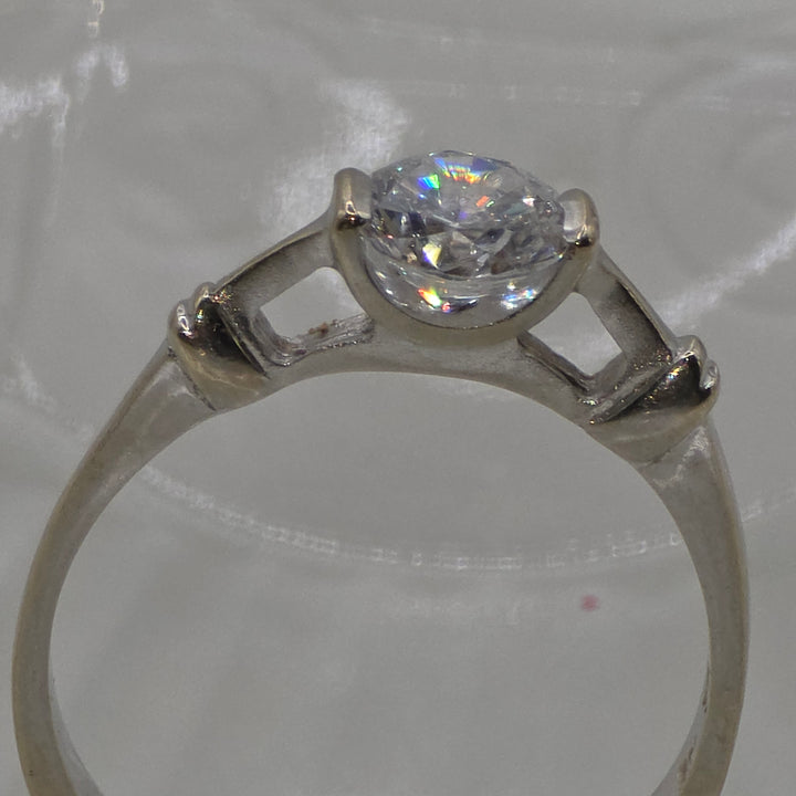 Gold & Clear Quartz Simulant Diamond Ring