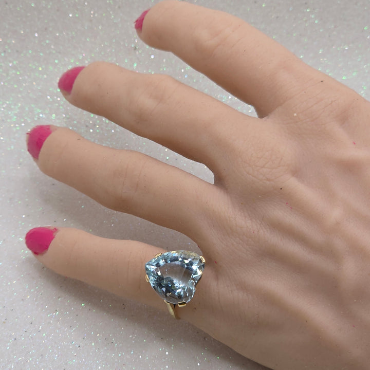 Gold and Natural Aquamarine Heart Ring